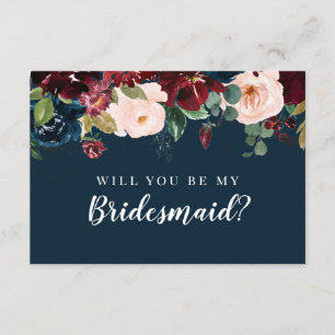 Fall Floral Will You Be My Bridesmaid Proposal Invitation