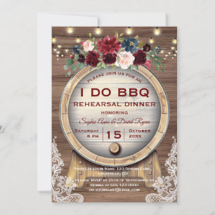 Fall Floral Wine Barrel Vineyard Rehearsal Dinner Invitation
