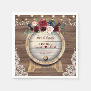 Fall Floral Wine Barrel Vineyard Wedding I Do Bbq Napkin