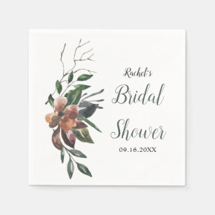 Fall Floral Wine Rust Botanical Bridal Shower Boho Napkin