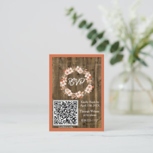 Fall Floral Wood Watercolor Wedding Enclosure Card