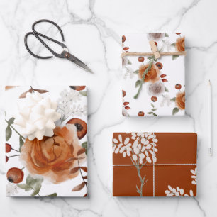 Fall Floral Wrapping Paper Sheets