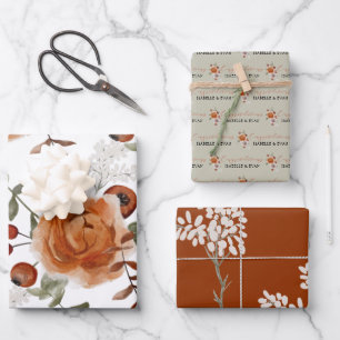 Fall Floral Wrapping Paper Sheets