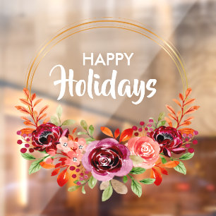 Fall Floral Wreath Window Cling