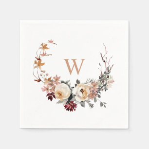 Fall Floral Wreath with Your Monogram Napkin