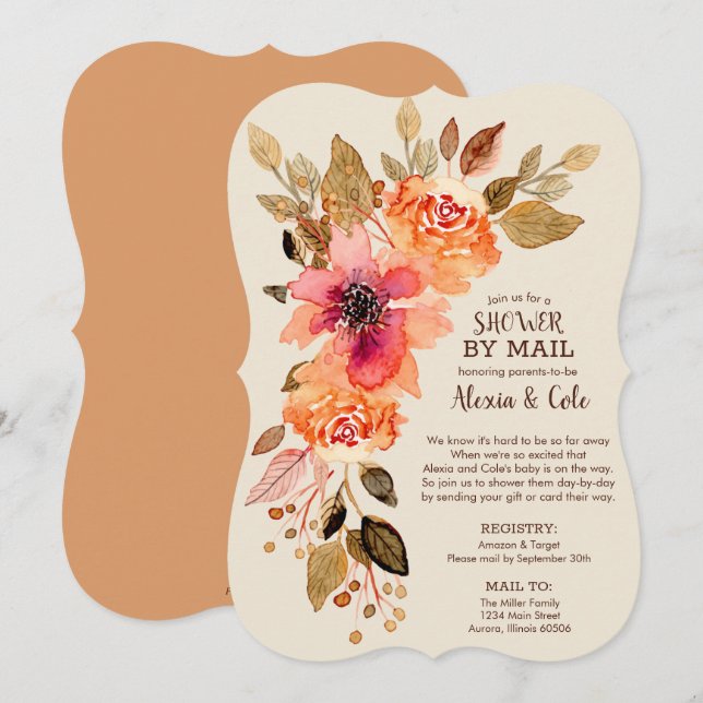Fall Florals Baby Shower BY MAIL Invitations (Front/Back)
