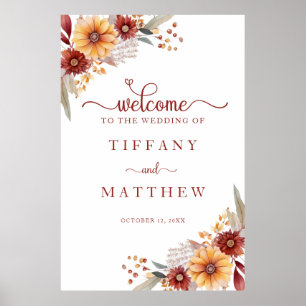 Fall Florals Fall Wedding Welcome Poster