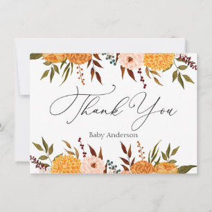 Fall Florals Mums Thank You Note Card