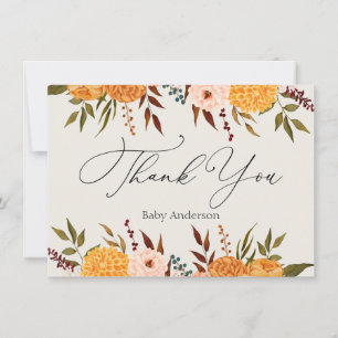 Fall Florals Mums Thank You  Note Card