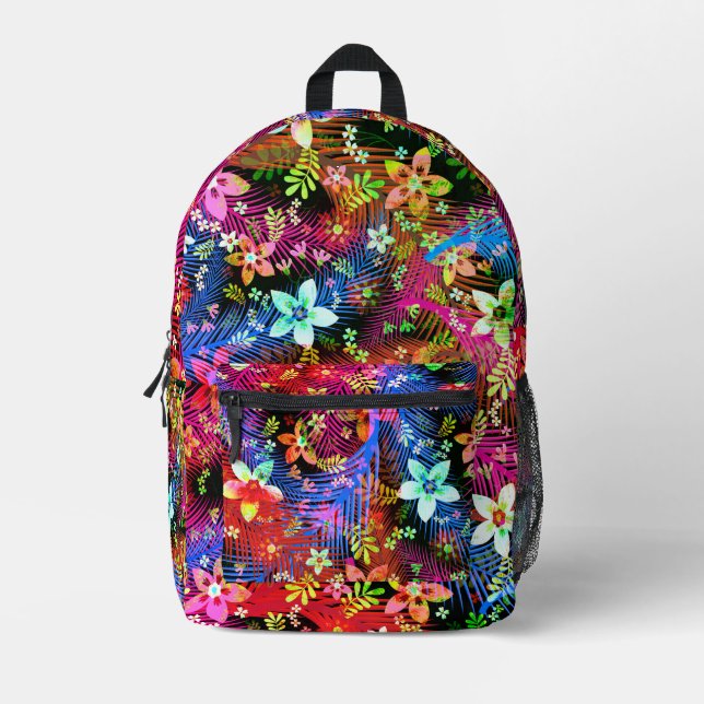 Fall Flower Bouquet - Edelweiss Flower Feathers Printed Backpack (Front)