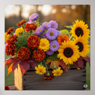 Fall Flower Bouquet Graphic Poster