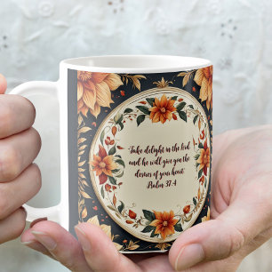 Fall Flower Frame Customisable Verse Coffee Mug