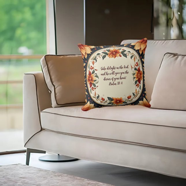 Fall Flower Frame Customisable Verse Cushion (Creator Uploaded)