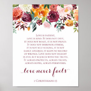Fall Flower Love Never Fails 1 Corinthians Sign