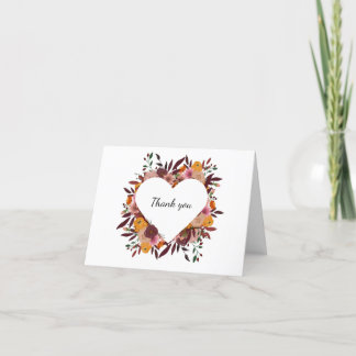 Fall Flower Wedding White Blank Thank you Cards 