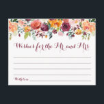 Fall Flower Wedding Wishes Cards, Orange Pink Postcard<br><div class="desc">Our fall floral wedding wishes cards with orange,  burgundy,  cream,  and pink flowers are a great activity to have a wedding reception or bridal shower.  Be sure to check out our large selection of coordinating items by browsing the Fall Flower Wedding collection!</div>