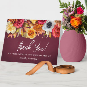 Fall Flowers 90th Birthday Folded Thank You Card