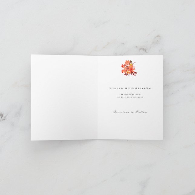 Fall Flowers and Leafs Wedding Invitation (Inside)