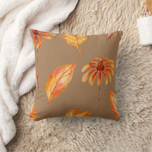 Fall Flowers and Leaves Cushion