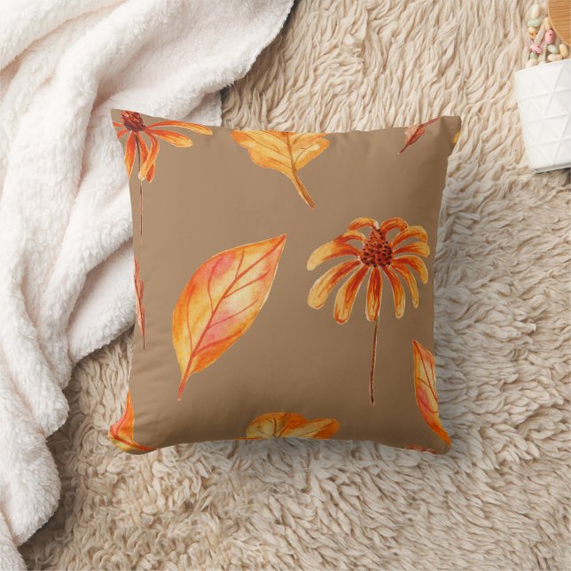 Fall Flowers and Leaves Cushion (Blanket)