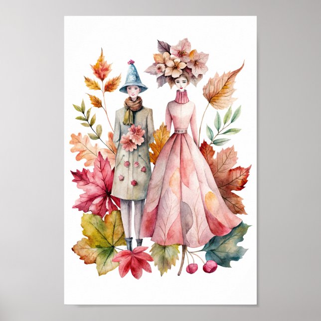 Fall Flowers and Leaves Friends Poster (Front)