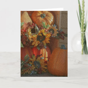 Fall Flowers and Pumpkins Holiday Card