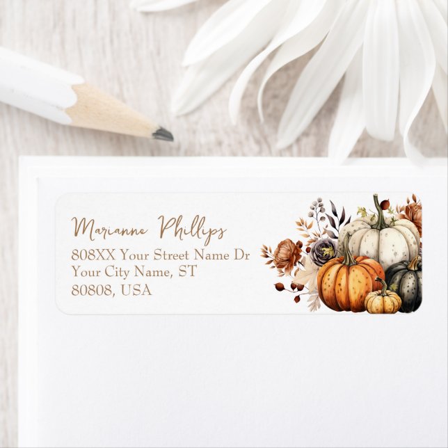 Fall Flowers and Pumpkins Watercolor Autumn (Insitu)