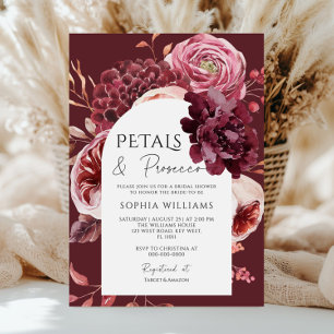 Fall Flowers Arch Petals & Prosecco Bridal Shower Invitation