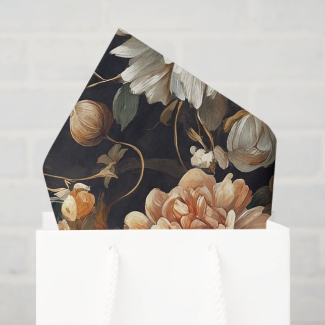 Fall Flowers Autumn Botanical Vintage Decoupage Tissue Paper (Gift Bag)