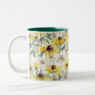 Fall Flowers Black Eyed Susans Housewarming Two-Tone Coffee Mug