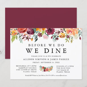 Fall Flowers Boho Rehearsal Dinner Invitation