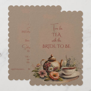 Fall Flowers Bridal Tea Party Teapot Invitation
