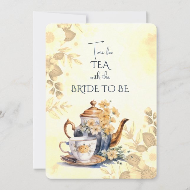 Fall Flowers Bridal Tea Party Teapot Invitation (Front)