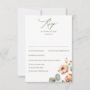 Fall Flowers Elegant Wedding RSVP Card