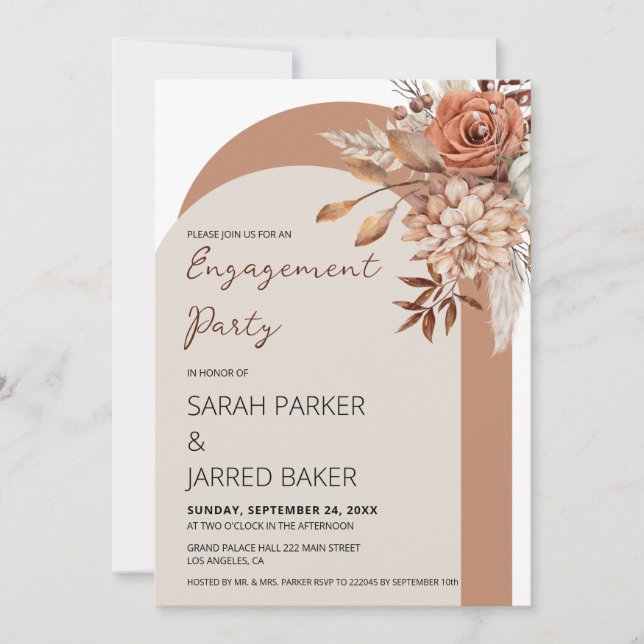Fall Flowers Engagement Invitation (Front)