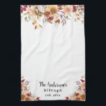 Fall flowers Family Kitchen Custom Tea Towel<br><div class="desc">Add a special touch to your kitchen! This gorgeous Towel featuring watercolor autumn flowers and leaves will add a marvellous touch of brown and red to your kitchen.</div>