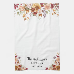 Fall flowers Family Kitchen Custom Tea Towel