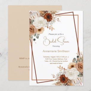Fall Flowers Geometric Wreath Bridal Shower    Invitation