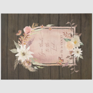 Fall Flowers Give Thanks to Lord Wooden Decoupage Tissue Paper