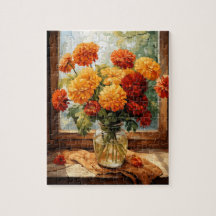 Fall Flowers Marigold Puzzle 110 Pcs. 8"x10"