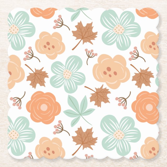 Fall Flowers Paper Coaster (Front)