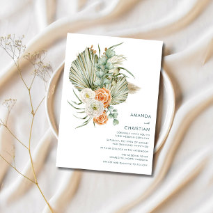 Fall Flowers Rustic Outdoor Wedding Invitation