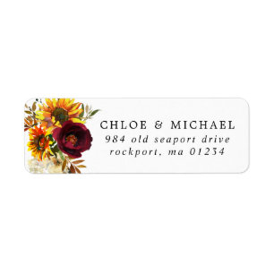 Fall Flowers Rustic Wedding Return Address Label