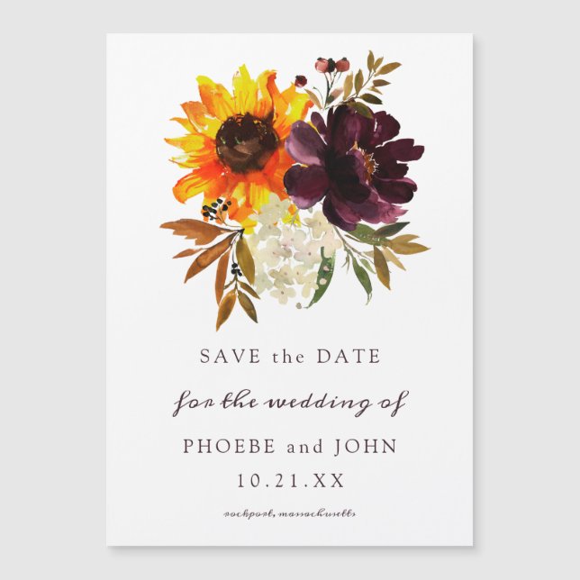 Fall Flowers Save the Date Magnetic Invitation (Front)