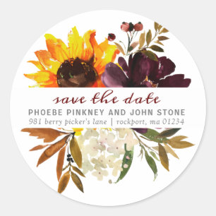 Fall Flowers Save the Date Return Address Label