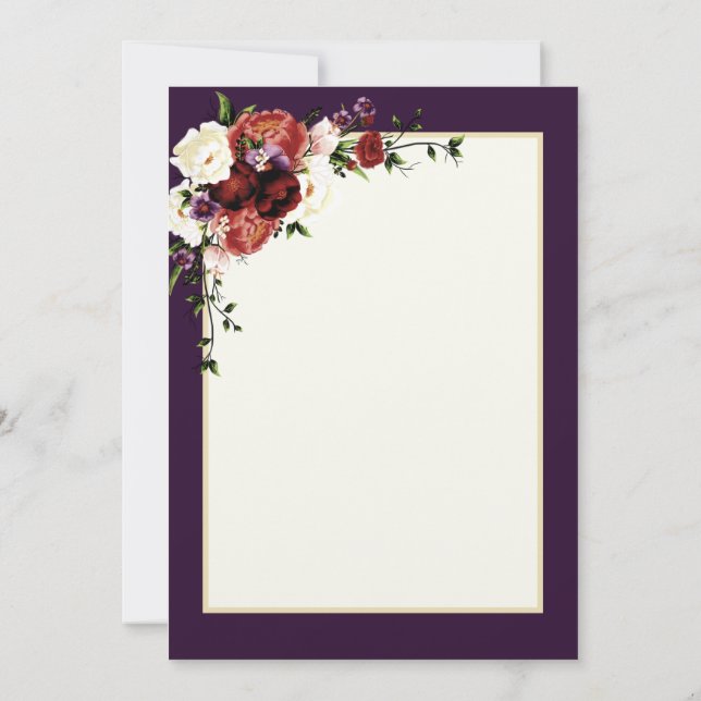 Fall Flowers Terracotta Cream Burgundy floral  Invitation (Back)