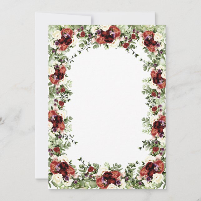 Fall Flowers Terracotta Cream Burgundy floral Invitation (Front)