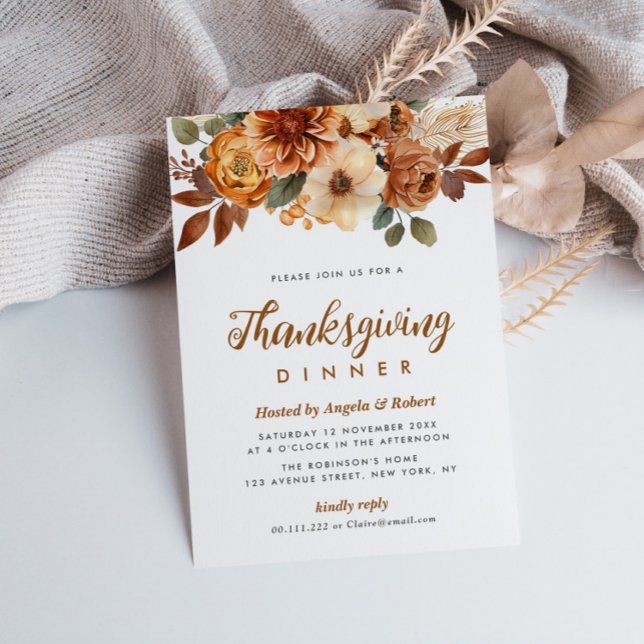 fall flowers thanksgiving dinner invitation (Creator Uploaded)
