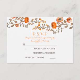 fall flowers watercolor painted wedding RSVP cards