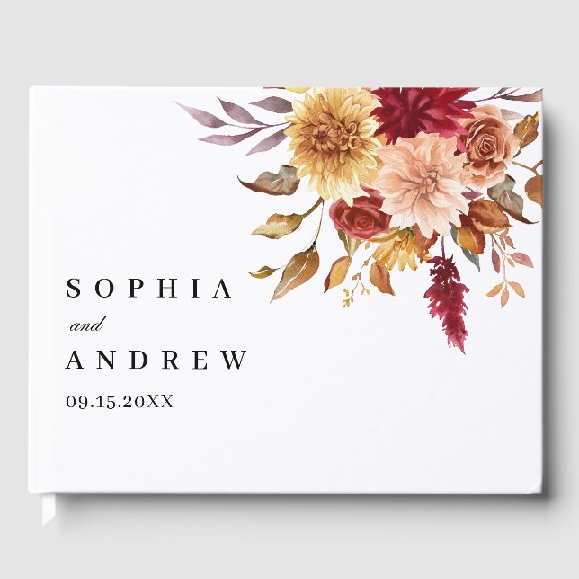 Fall Flowers Wedding Guest Book (Front)